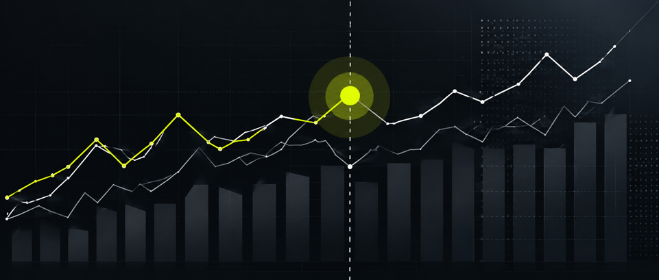 Line chart with a highlighted turning point